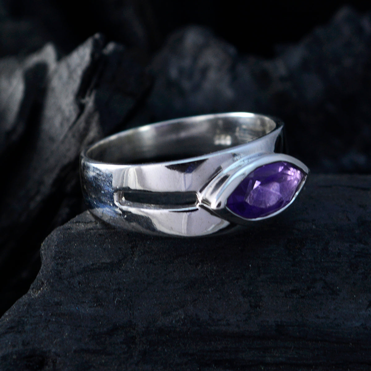 Amelia Contemporary Purple Solitaire Ring