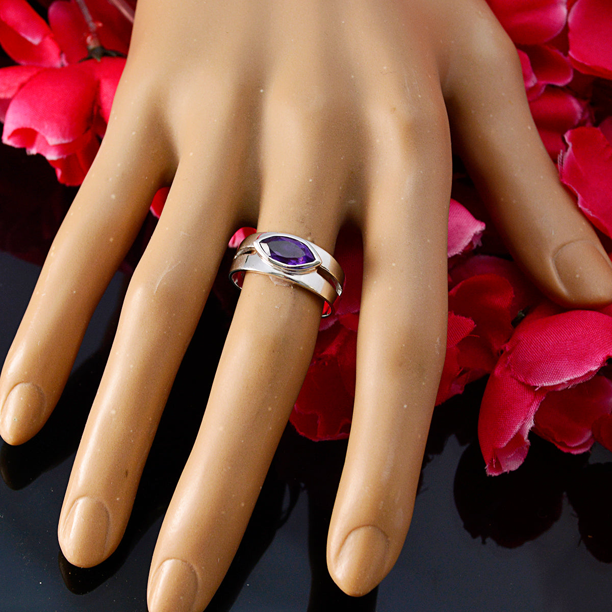 Amelia Contemporary Purple Solitaire Ring