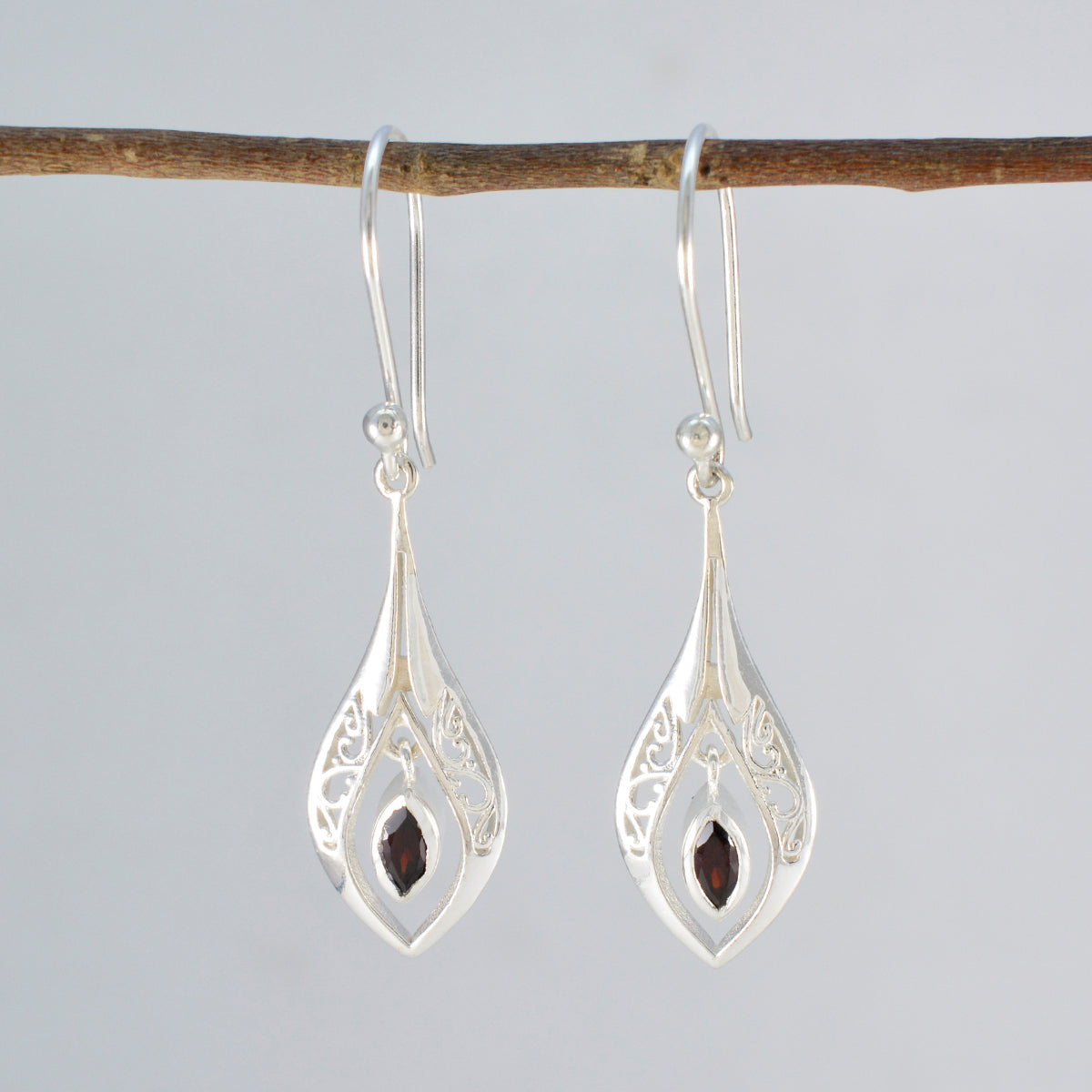 Natalie Red Solitaire Dangle Earrings for Glam Shine