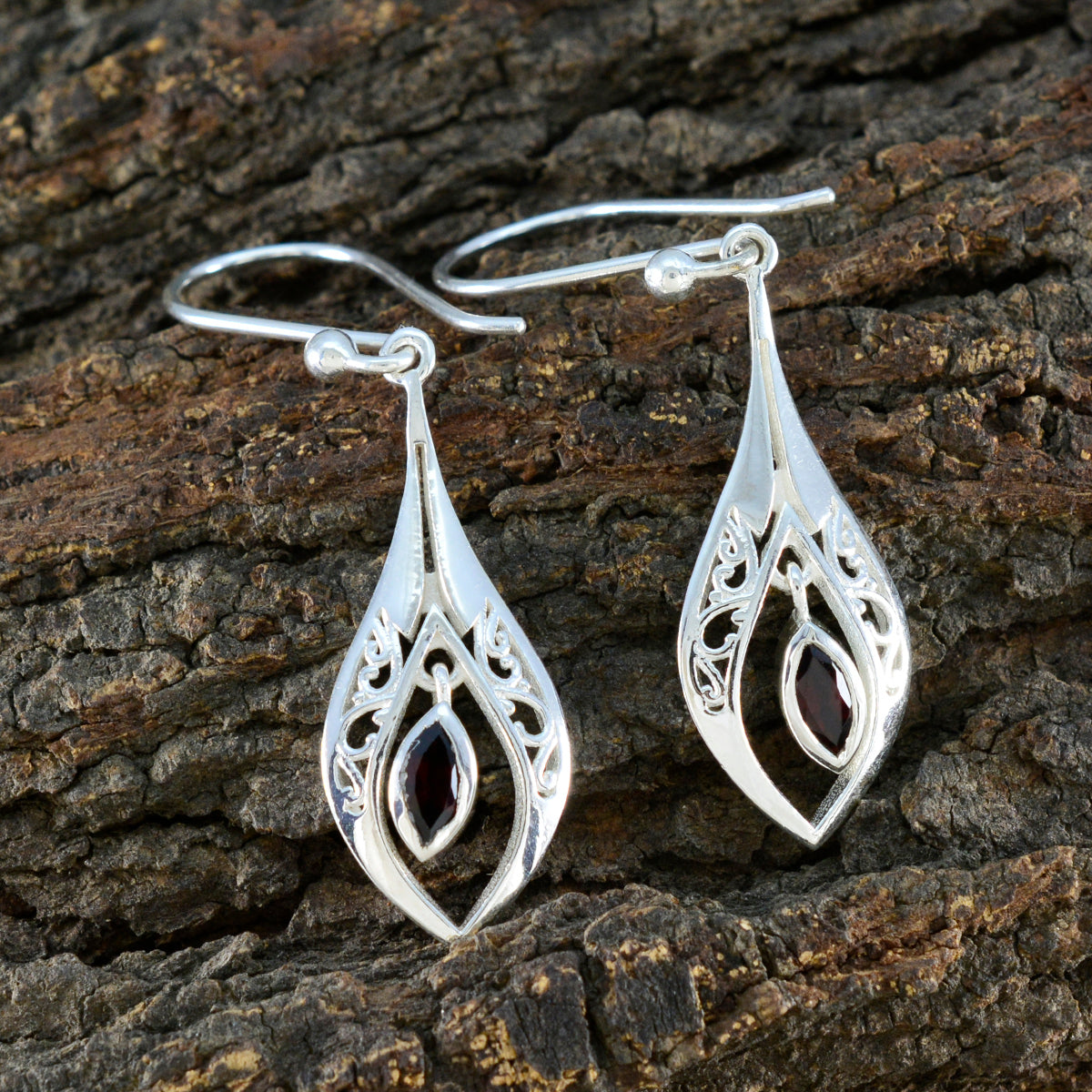 Natalie Red Solitaire Dangle Earrings for Glam Shine