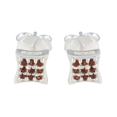 Lourdes Red Stud Earrings for Everyday Glam Garnet Red Stud