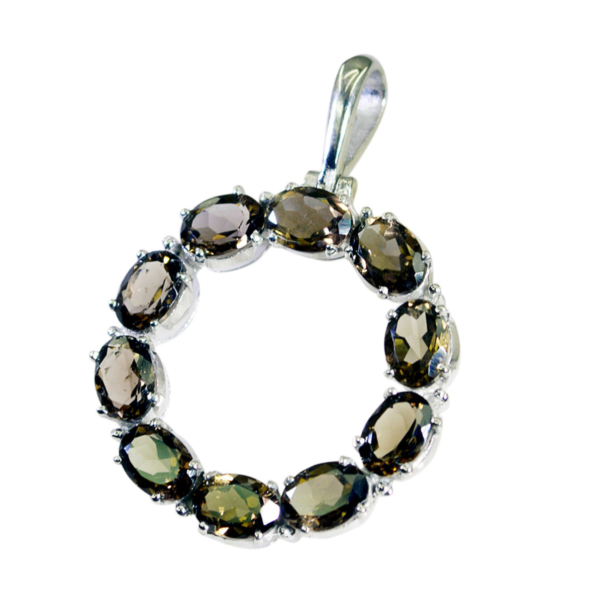 Mariana Brown Gemstone Pendant Elegant Circular Design Smoky Quartz Brown Brown