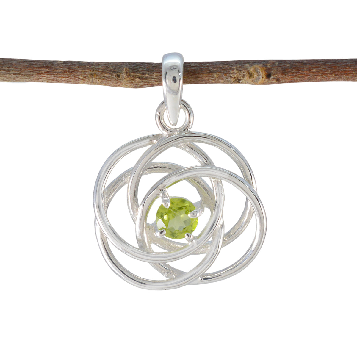 Scarlett Green Pendant Silver Gemstone Necklace Charm Peridot Green Green