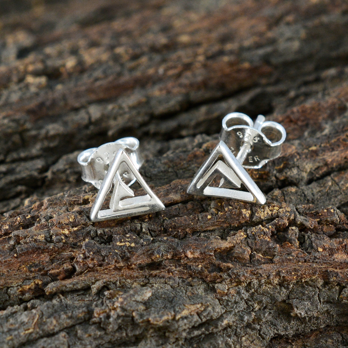 Nayara Silver Stud Earrings with Unique Triangle Design