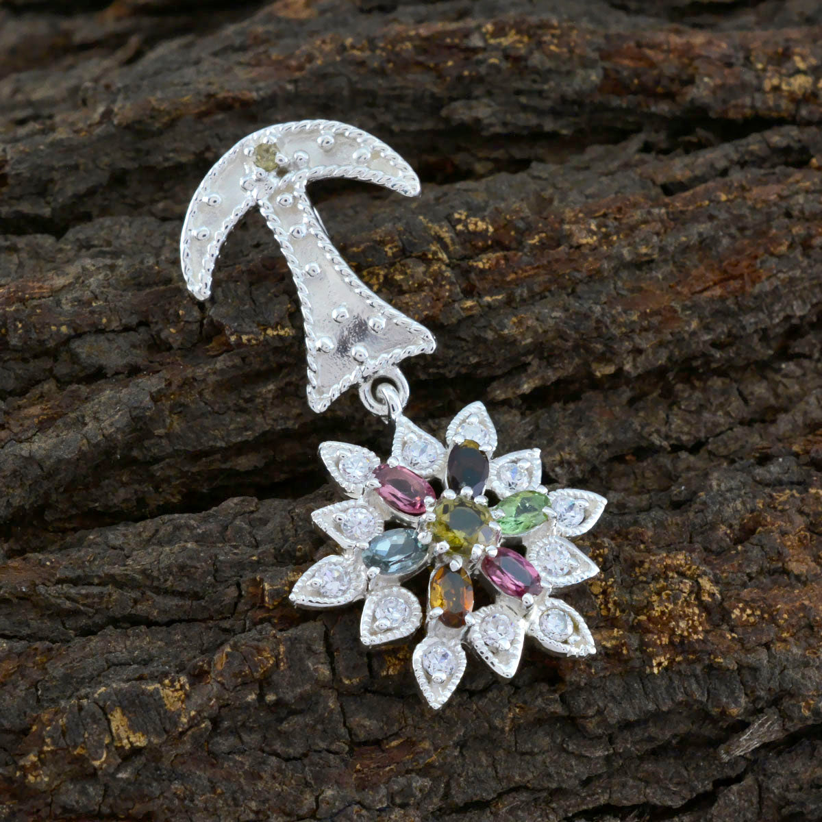 Hanna Multicolor Abstract Pendant with Gemstone Accents