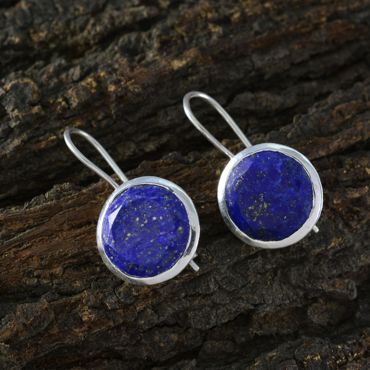 Victoria Solitaire Dangle Earrings with Lapis Lazuli