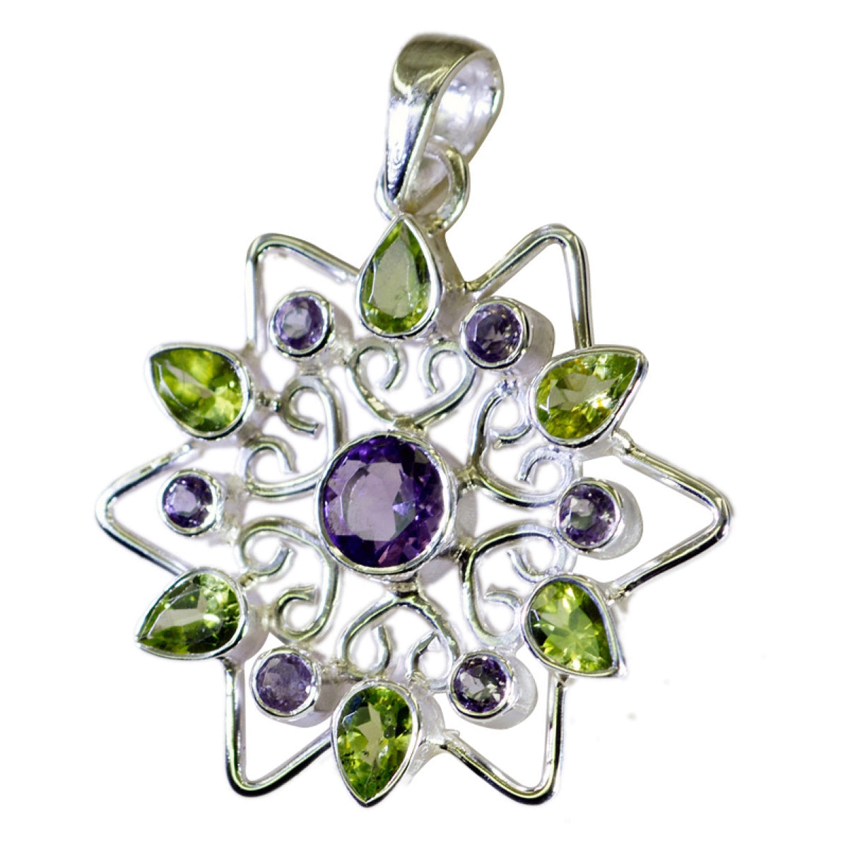 Olivia Multicolor Edgy Pendant with Gemstone Accents