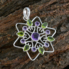 Olivia Multicolor Edgy Pendant with Gemstone Accents