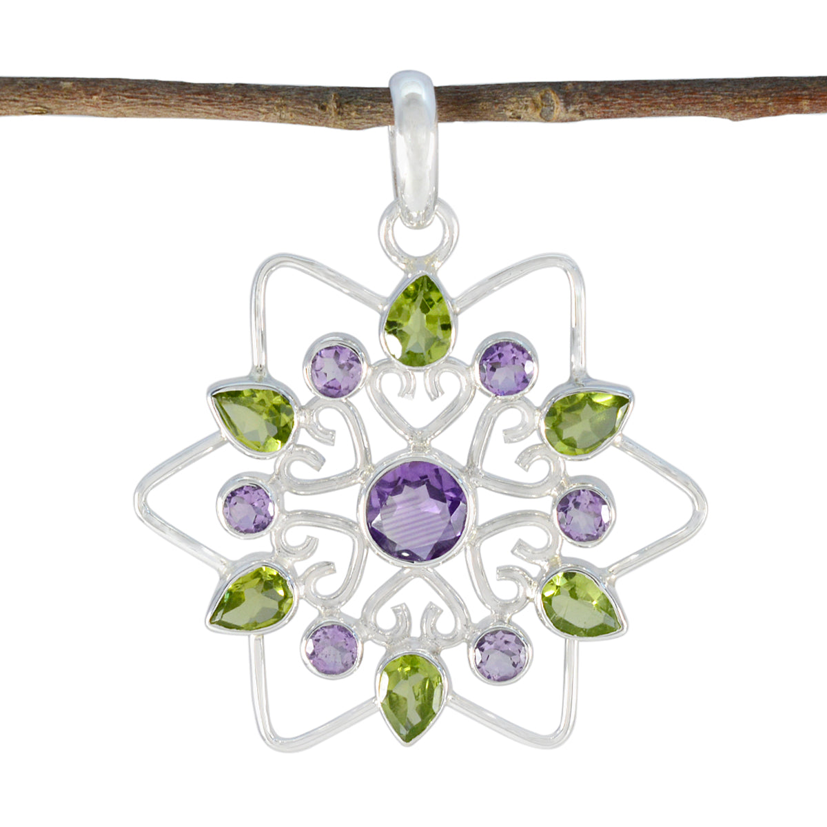 Olivia Multicolor Edgy Pendant with Gemstone Accents Multi Stone multicolor Multicolor