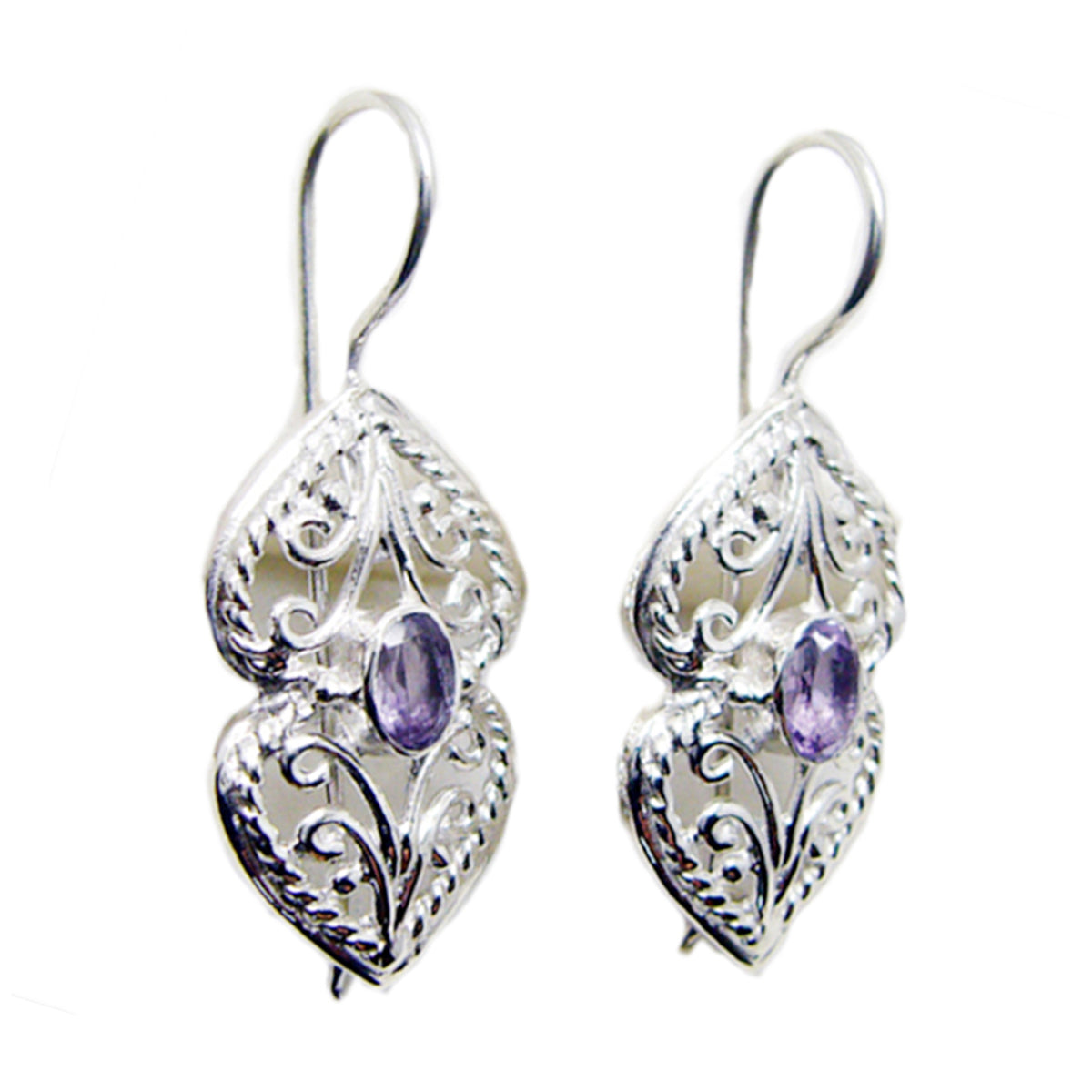Violet Tiny Solitaire Earrings for Parties Amethyst Purple Dangle