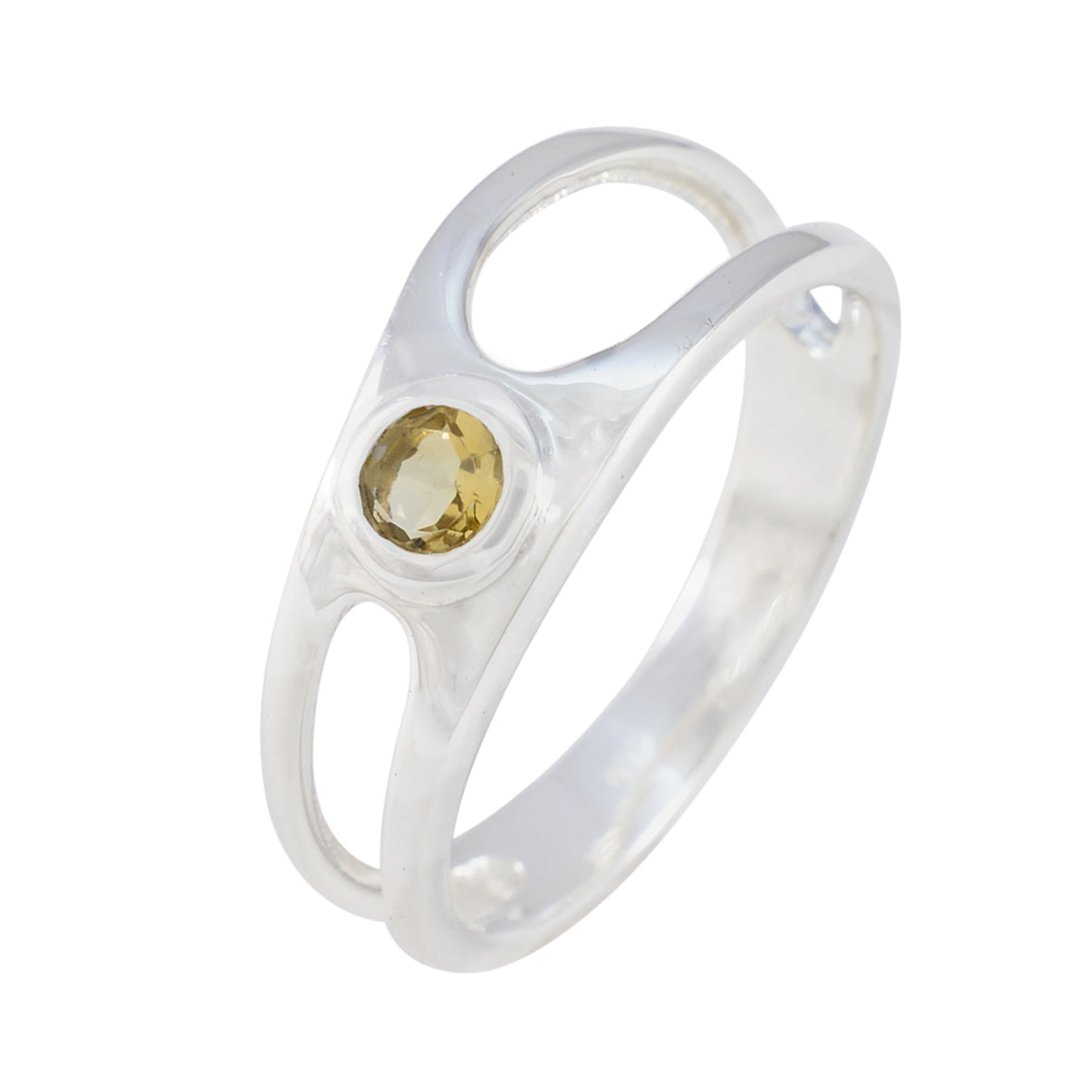 Xiu Trendy Yellow Solitaire Ring with Silver Band