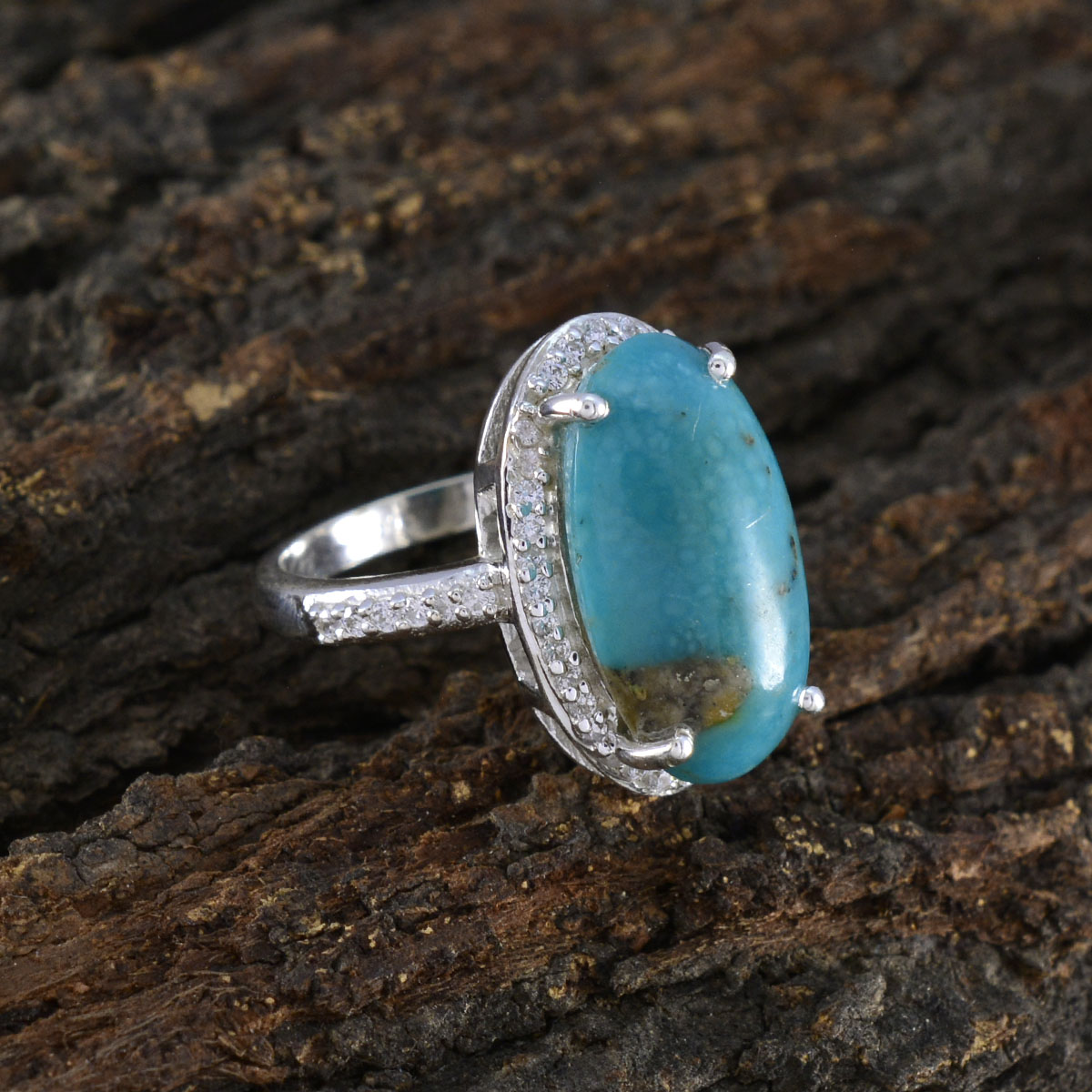 Ellie Sophisticated Turquoise Halo Ring