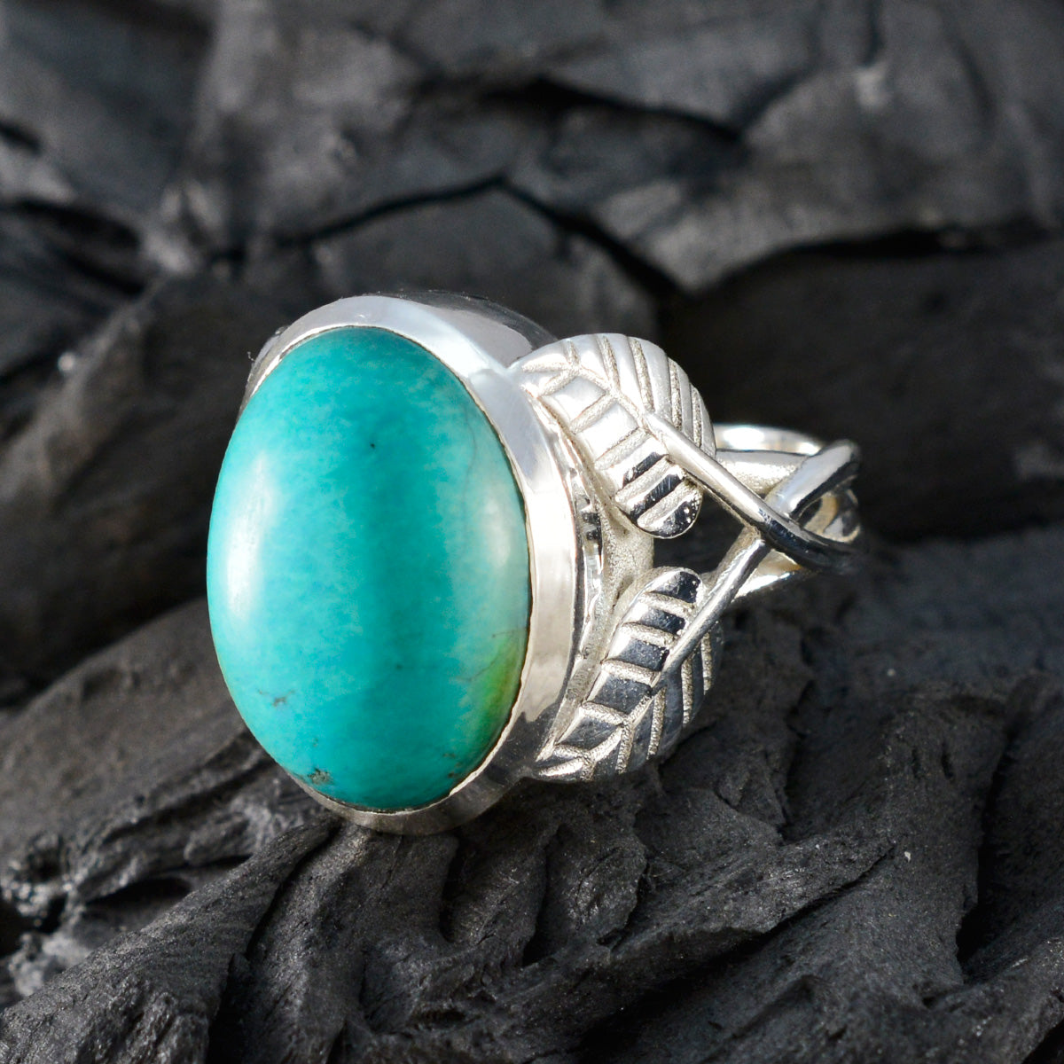 Mia Turquoise Solitaire Ring with Silver Band