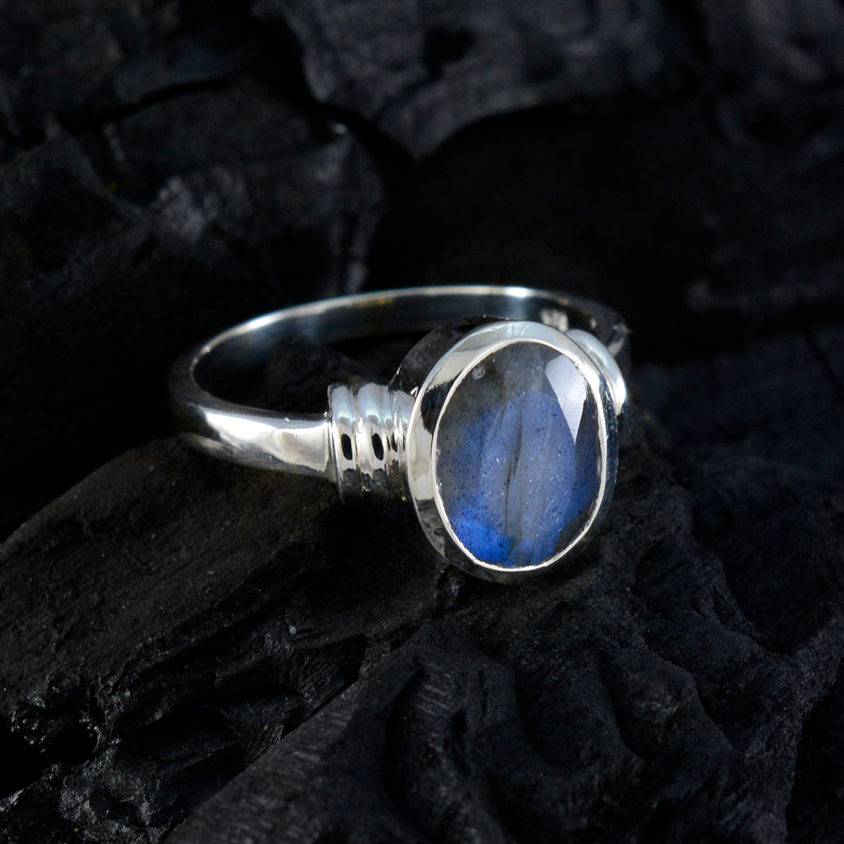 Valentina Grey Solitaire Ring with Oval Gemstone