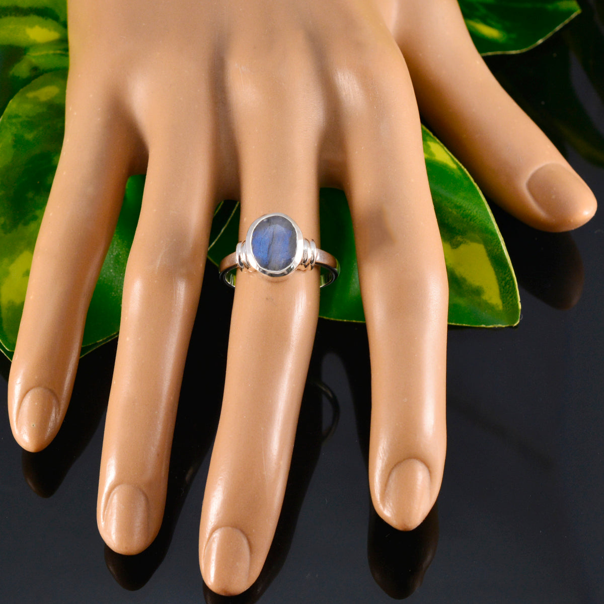 Valentina Grey Solitaire Ring with Oval Gemstone