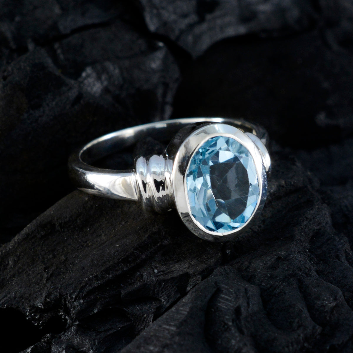 Mia Blue Solitaire Gemstone Ring in Sterling Silver