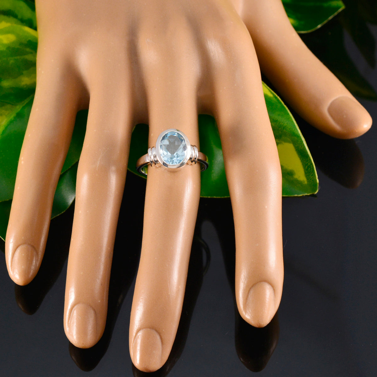 Mia Blue Solitaire Gemstone Ring in Sterling Silver