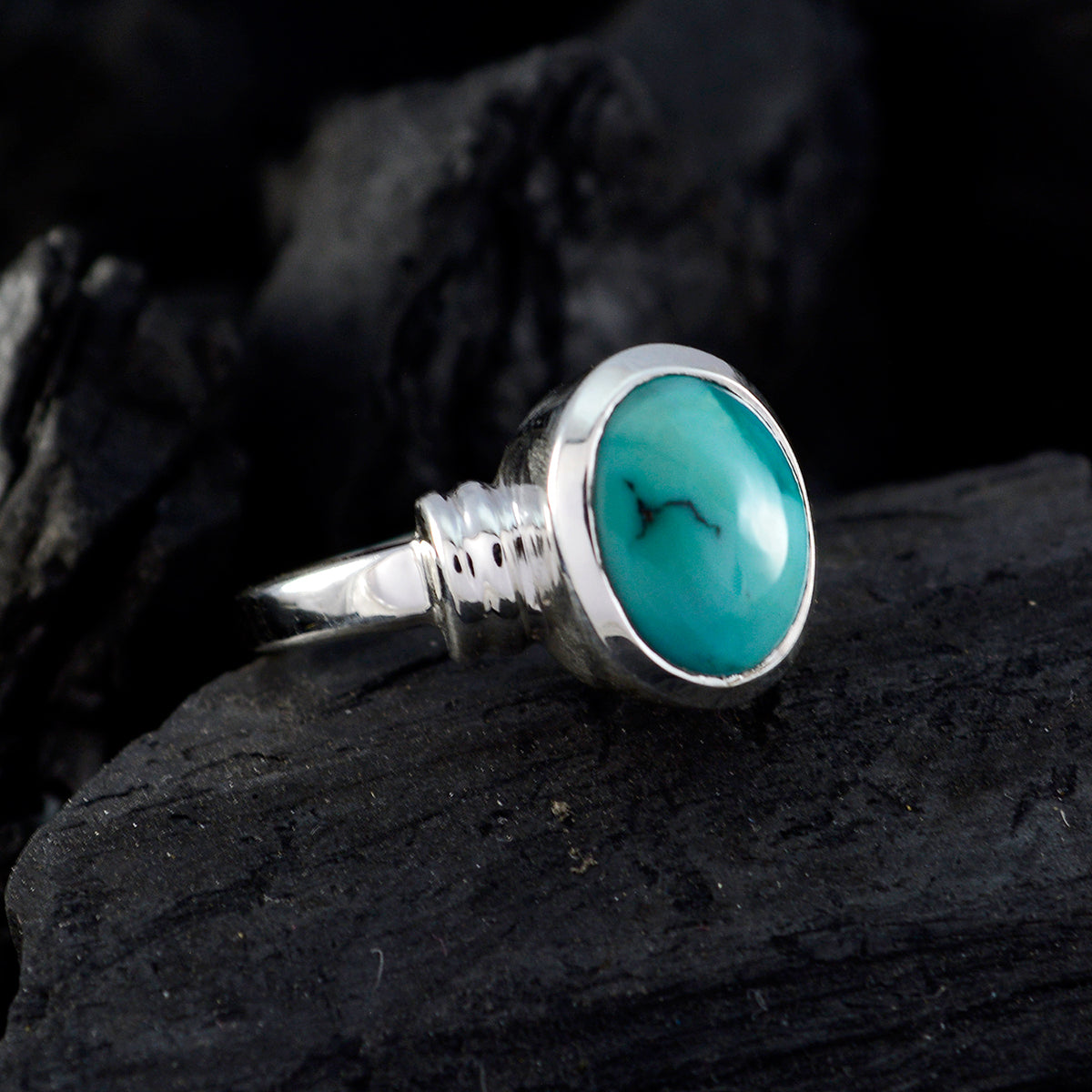 Riya Boho Turquoise Ring with Silver Band