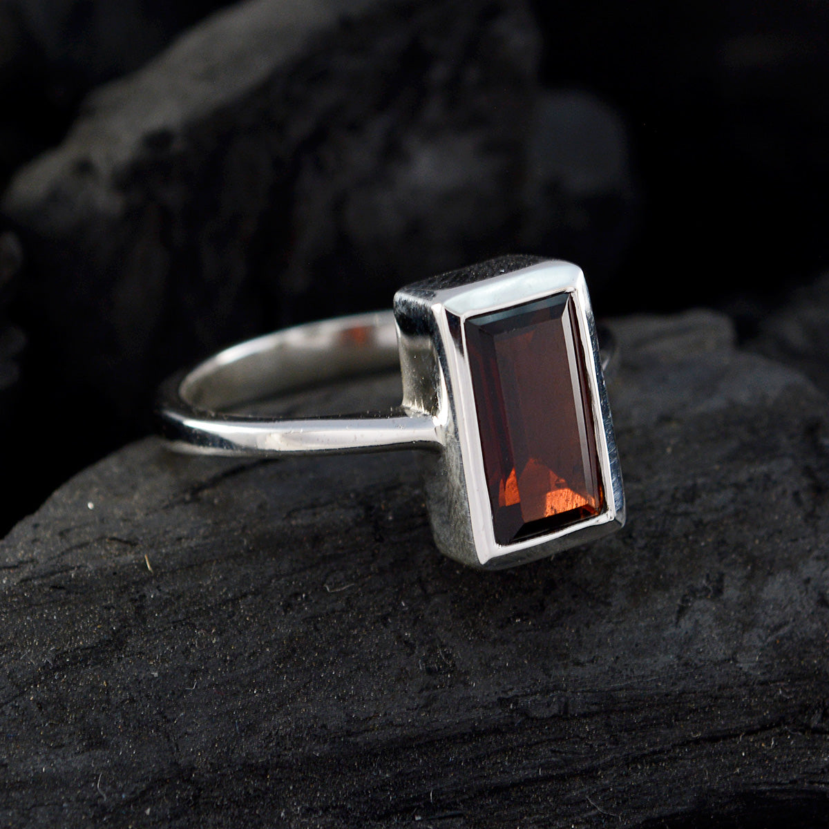 Ayesha Red Solitaire Ring for Women in Silver