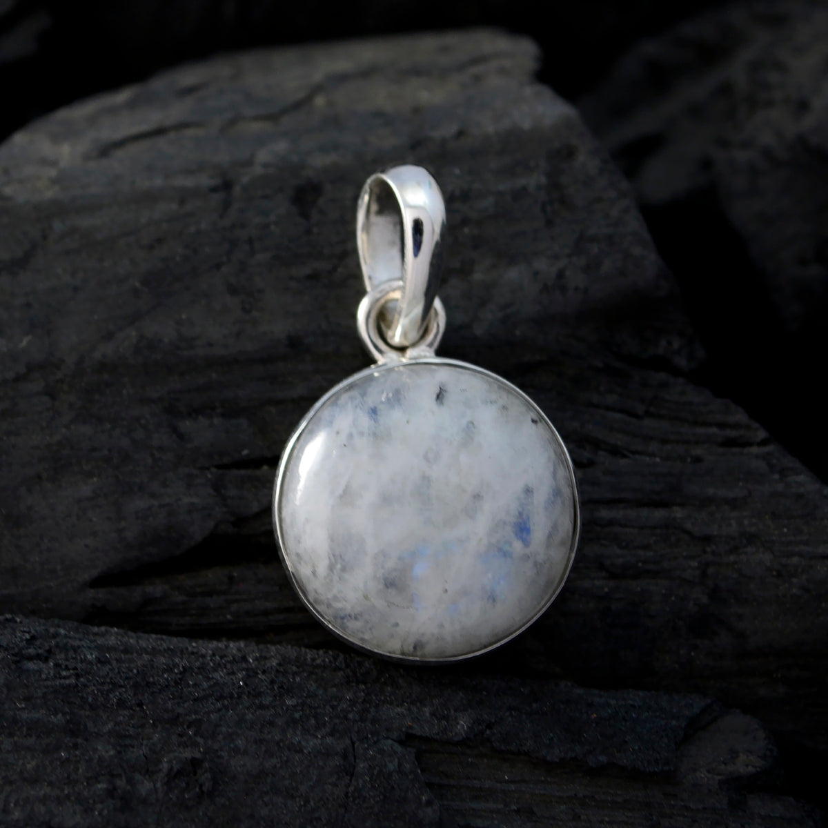 Micaela White Bubble Pendant Necklace Round Silver Charm