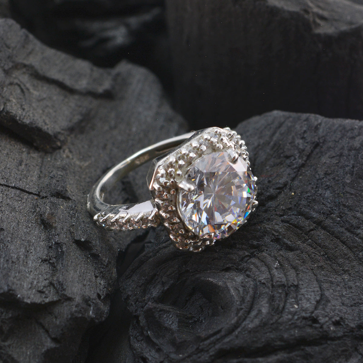 Olivia White Halo Ring for Women with Sparkling Stones