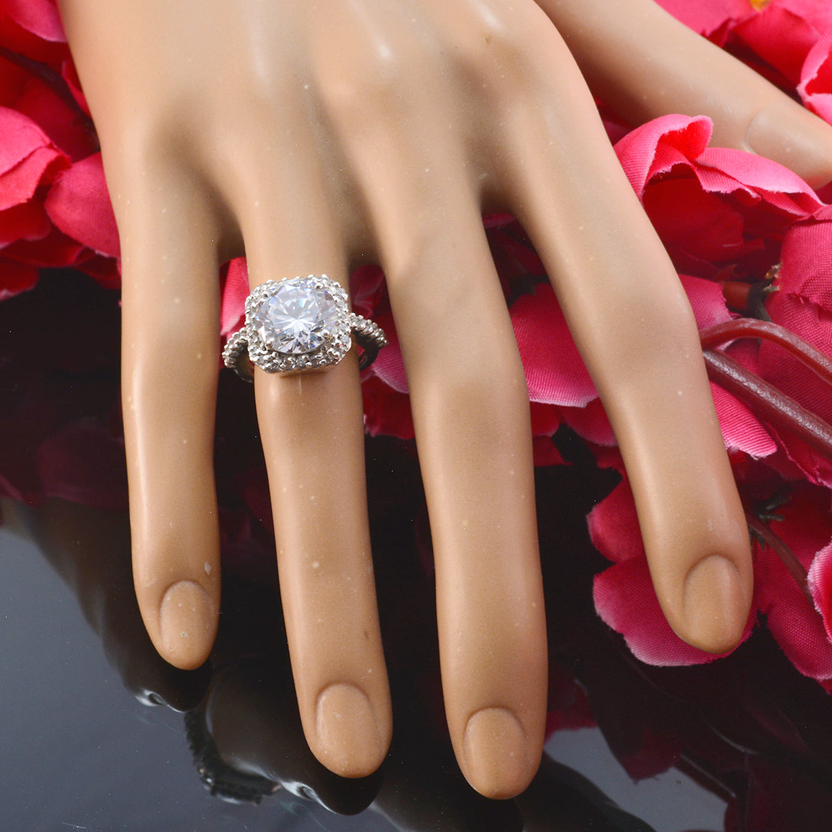 Olivia White Halo Ring for Women with Sparkling Stones