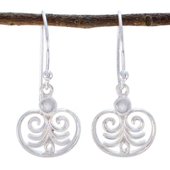 Rebeca White Solitaire Dangle Earrings for Glam Style Rainbow Moonstone White Dangle