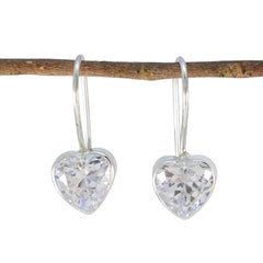 Greta White Solitaire Dangle Earrings for Fashion Lovers Cubic Zirconia White Dangle