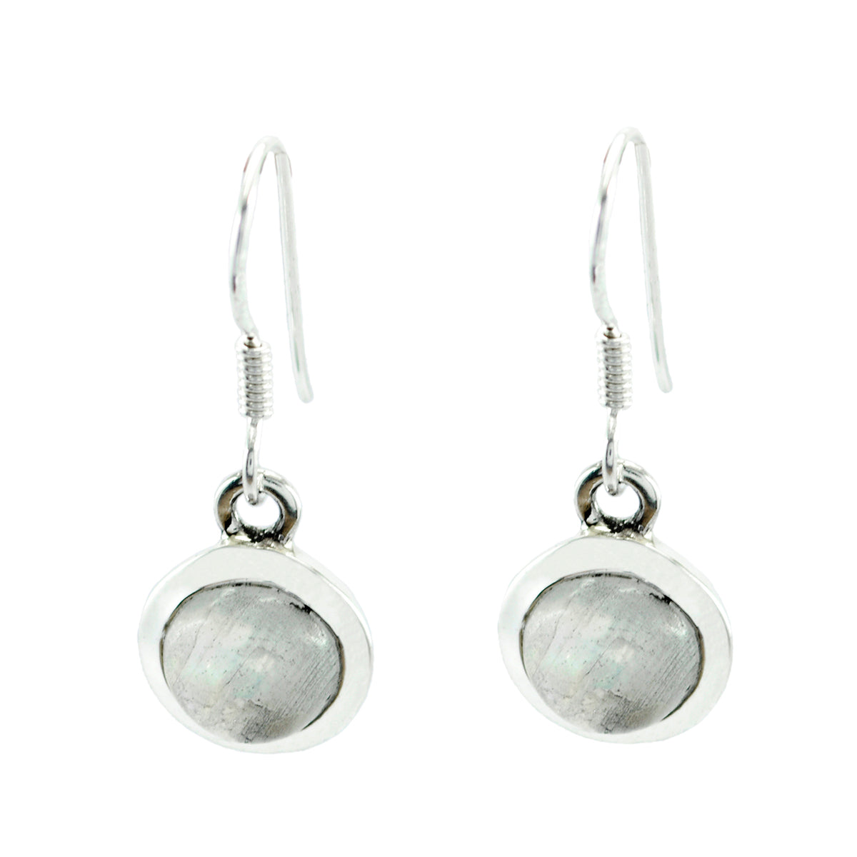 Joaquina White Solitaire Dangle Earrings for Glam Style Rainbow Moonstone White Dangle