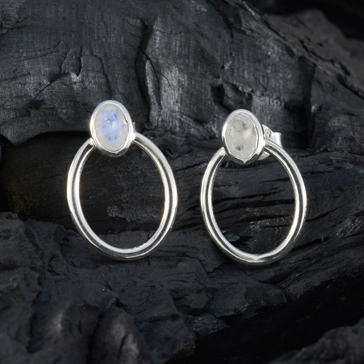 Sofia White Solitaire Stud Earrings in Silver