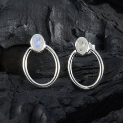 Sofia White Solitaire Stud Earrings in Silver
