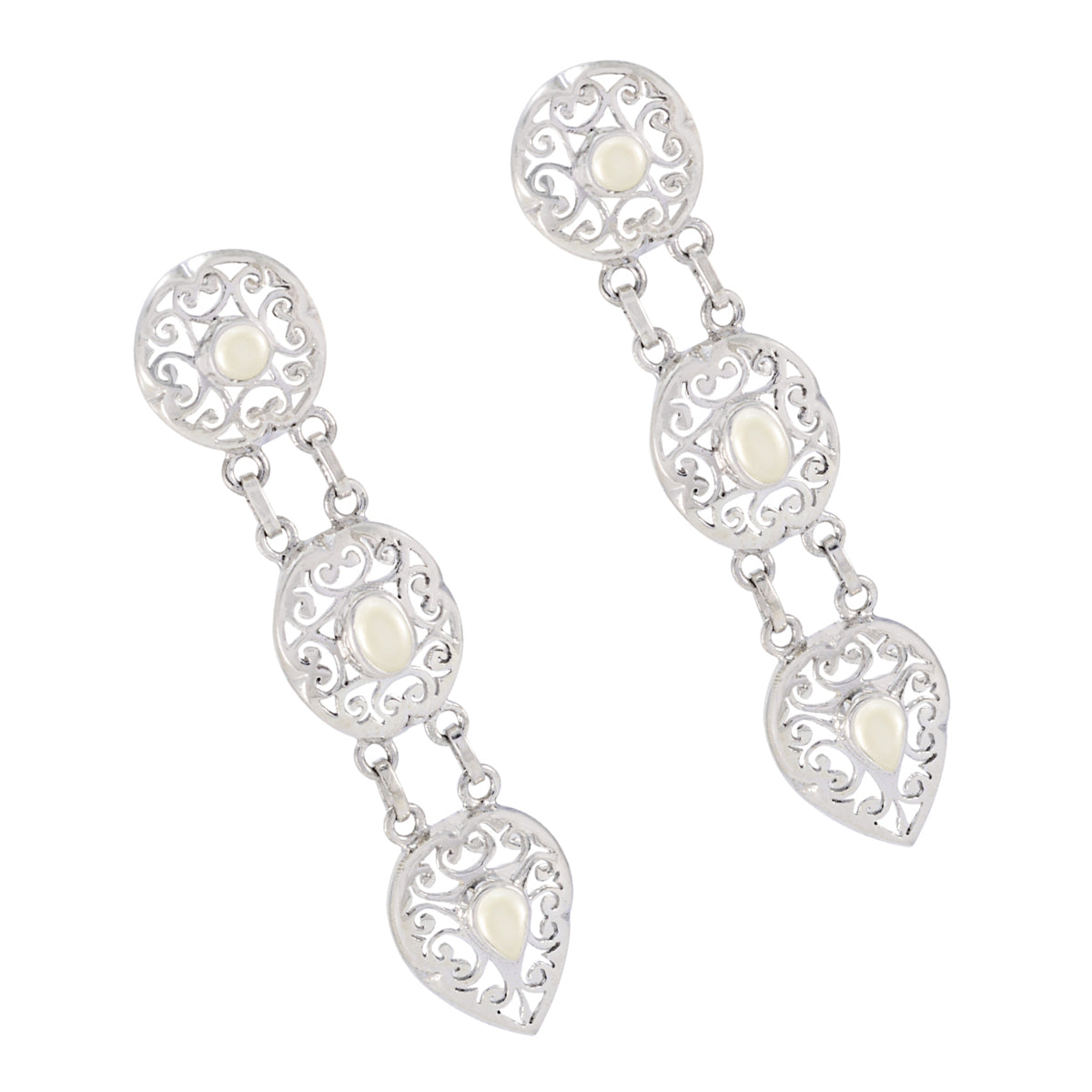 Isabella White Trilogy Stud Earrings for Everyday Glam