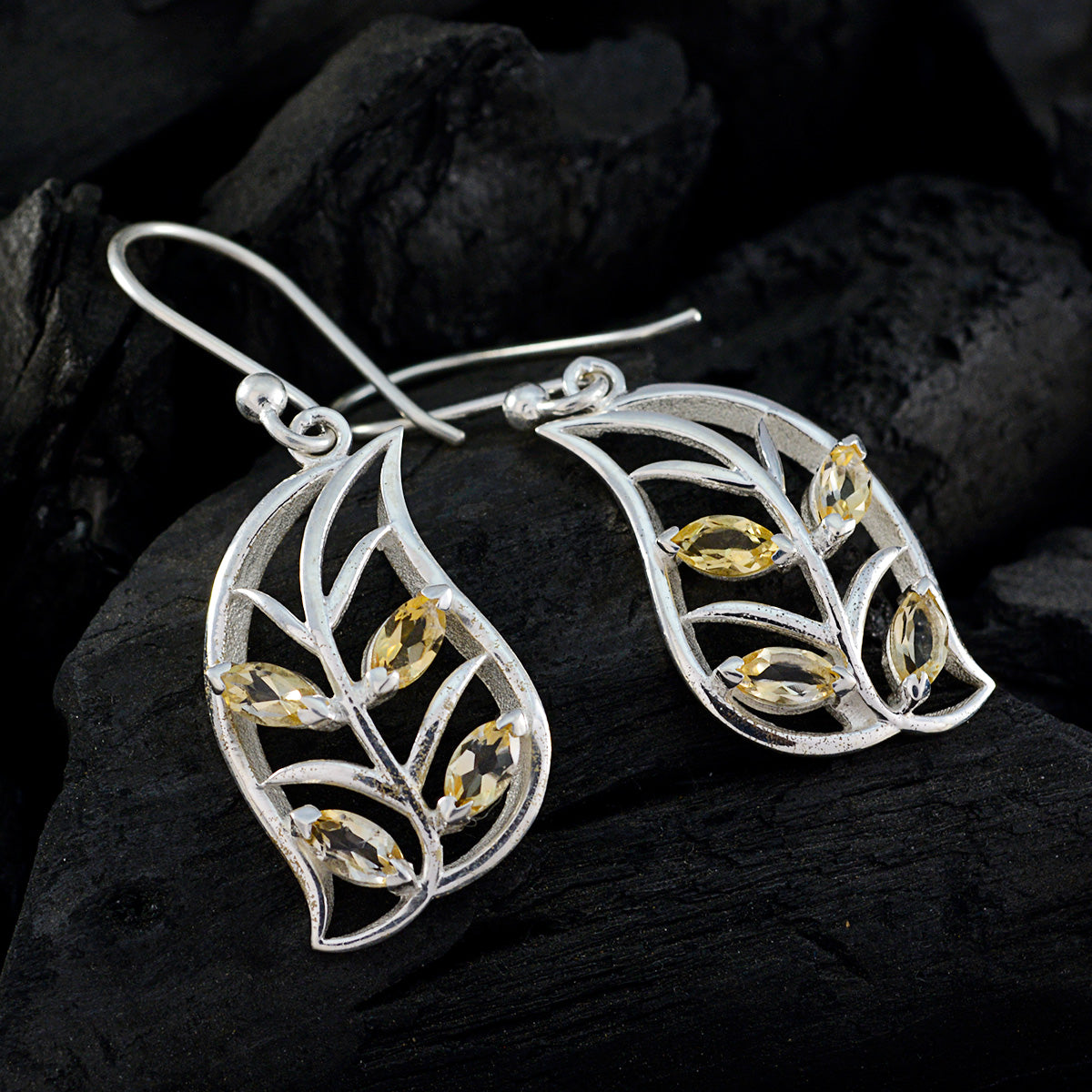 Josephine Yellow Dangle Earrings with Elegant Design