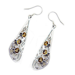 Yasmine Yellow Dangle Earrings with Gemstone Accents
