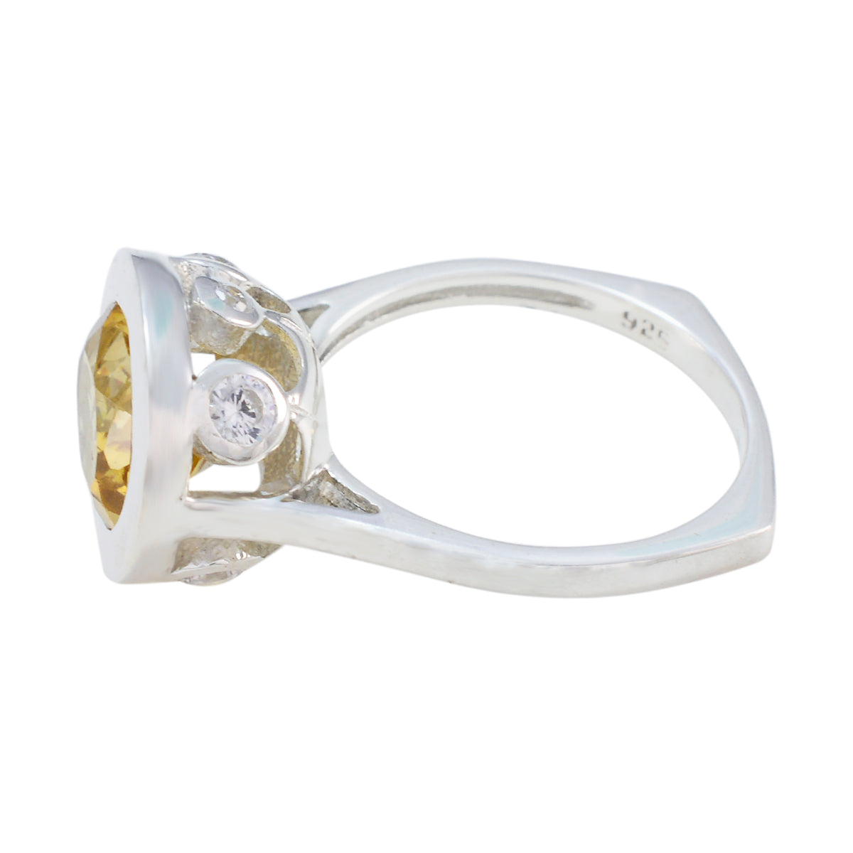 Nayara Yellow Gemstone Halo Ring in Sterling Silver