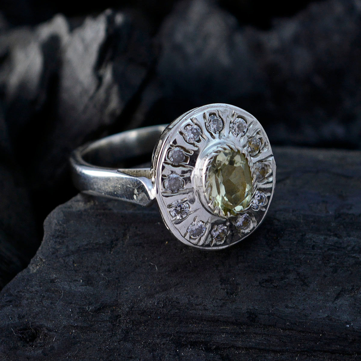 Milagros Yellow Halo Ring with Gemstone Accent