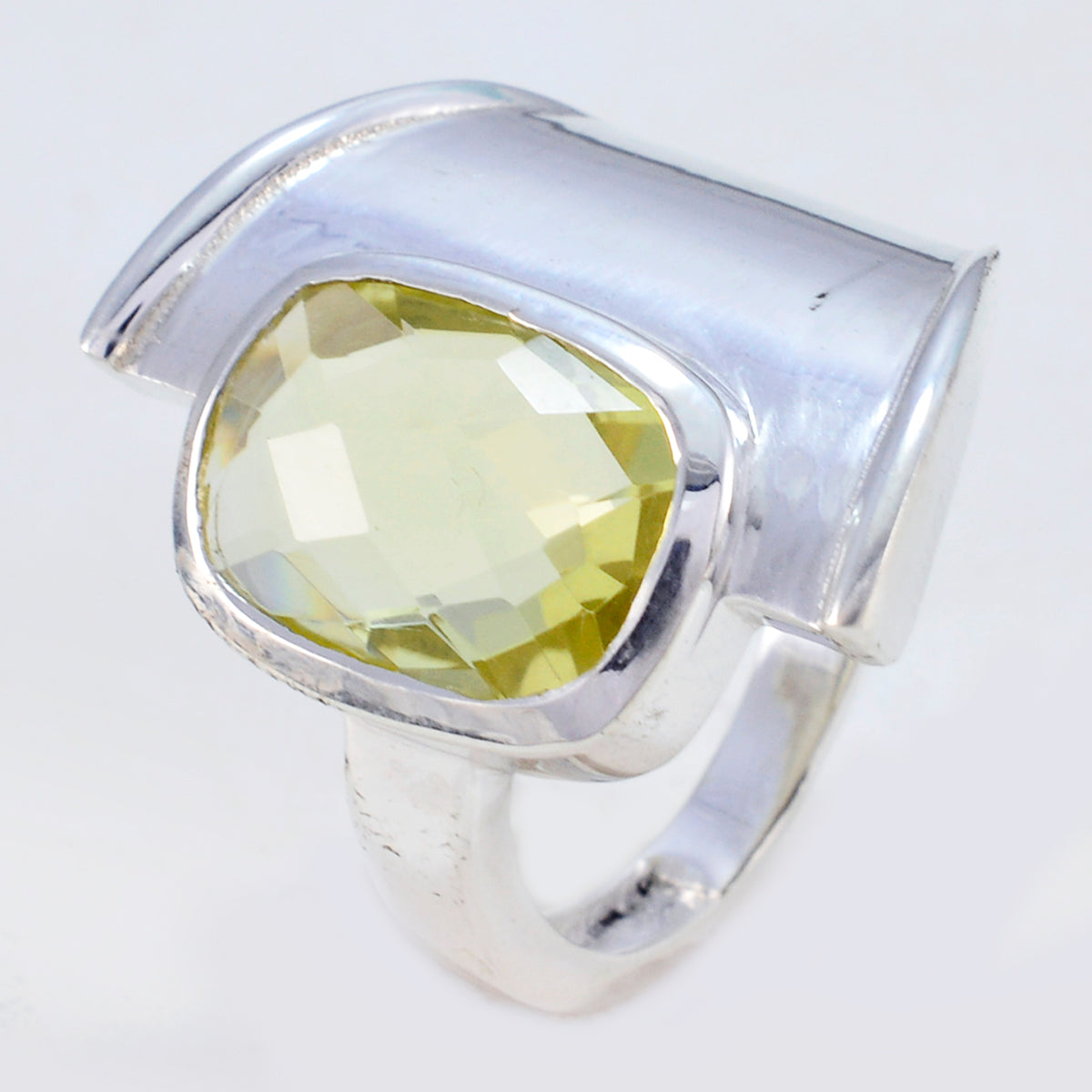Angeles Yellow Solitaire Ring with Unique Silver Band