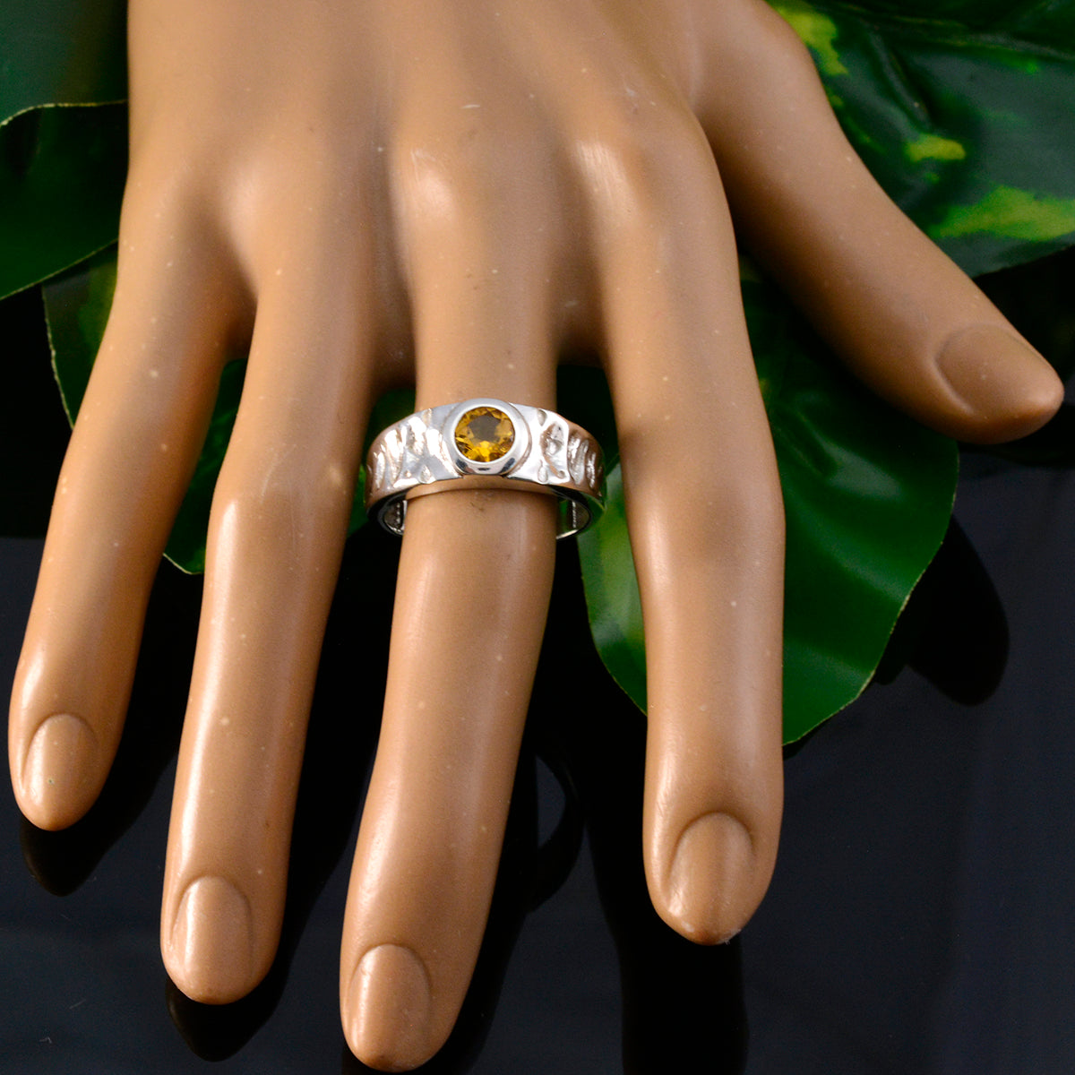 Carla Graceful Yellow Solitaire Ring
