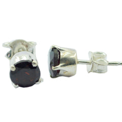 Zoey Red Solitaire Earrings featuring a stunning red gemstone in a classic silver setting